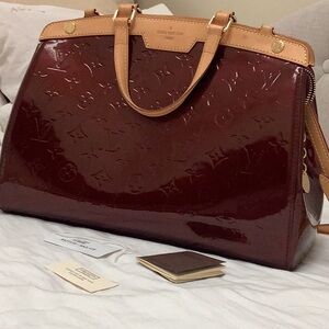 Louis Vuitton Burgundy and tan Vernis BreaMM in pristine condition